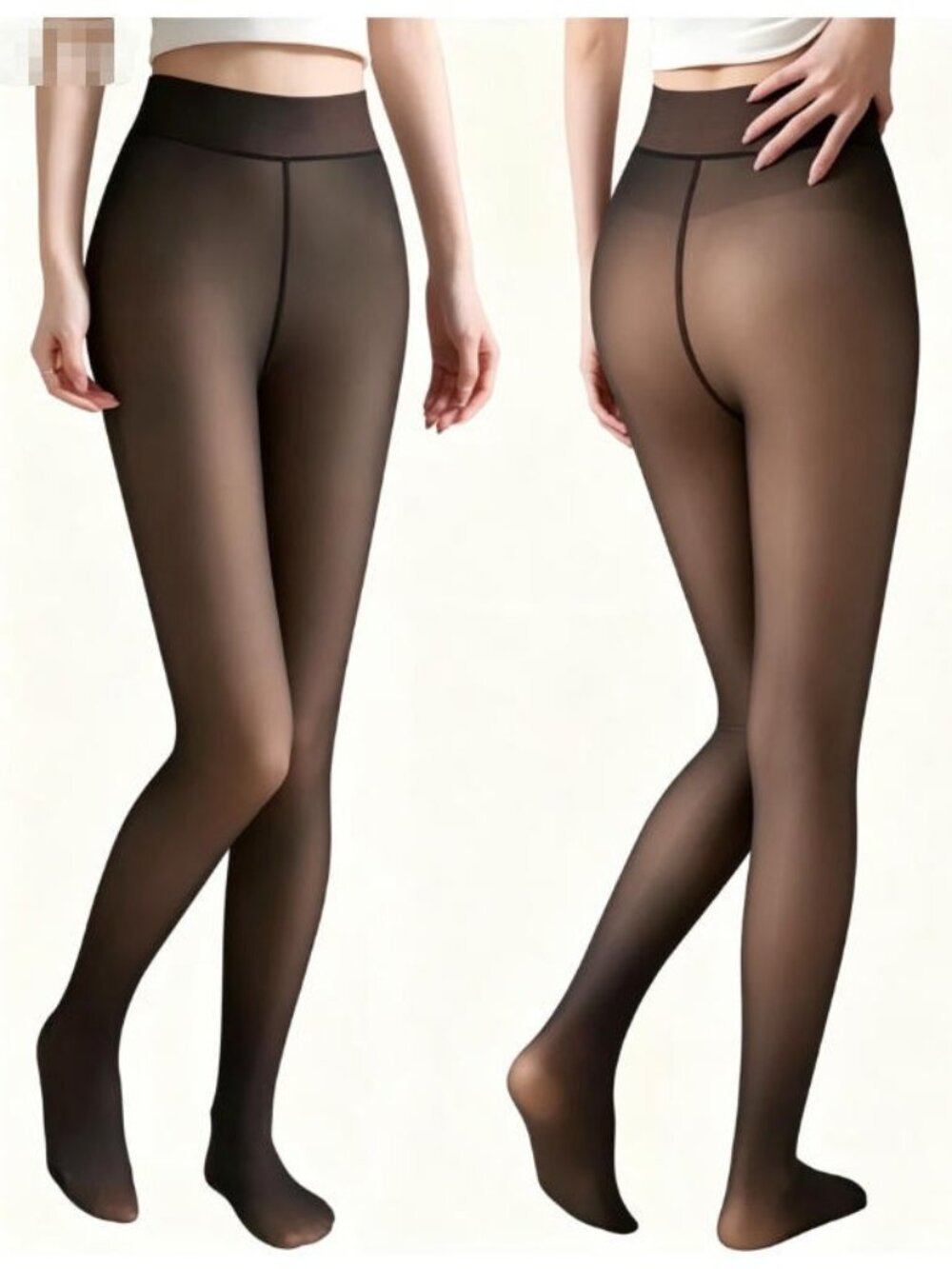 Fleece Lined Sheer Tights for Women, High Waist Tummy Control Butt Lifting Warm